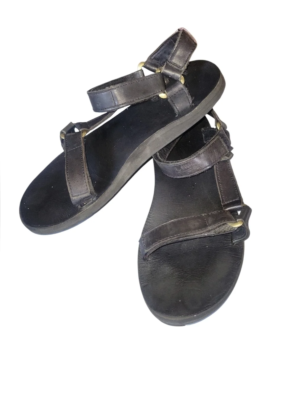 Teva Women's Black Adjustable Leather Strap Sandals